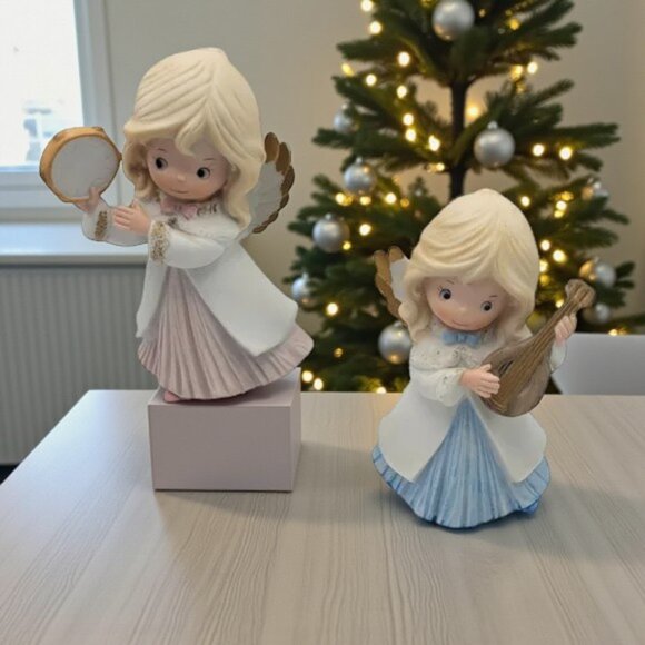 Vintage HOMCO Pair of Christmas Angels Playing Instruments Home Interiors - Picture 1 of 11